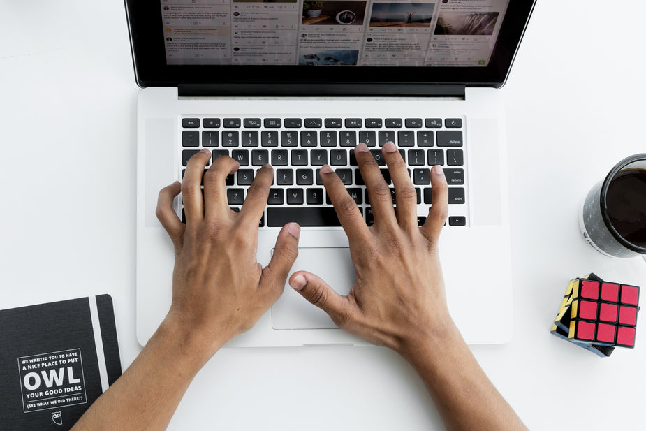 Laptop content workspace for marketing agency comparison topics
